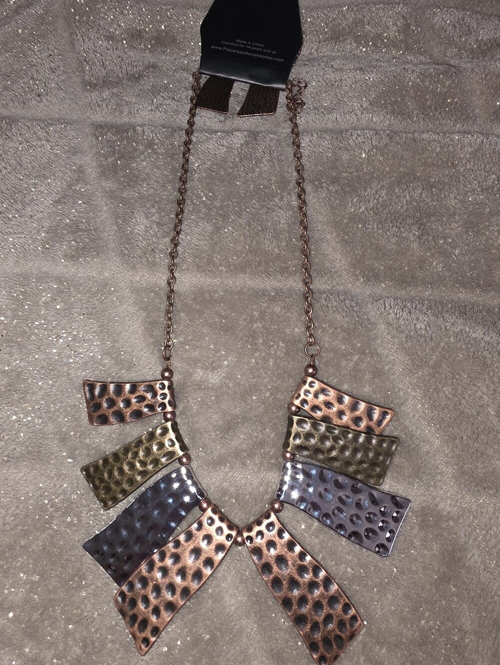 paparazzi Rose Gold Multi-Tone Fringe Bib Necklace